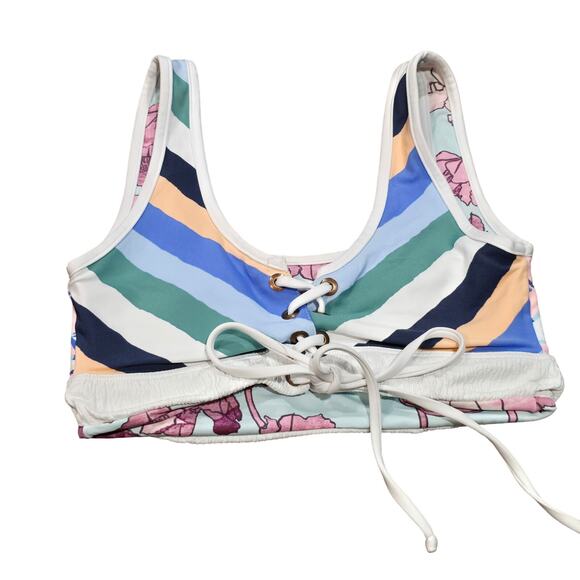 Maaji Multi Color Reversable Floral & Geometric Bikini Top Swimwear Sporty Swim - Picture 3 of 12